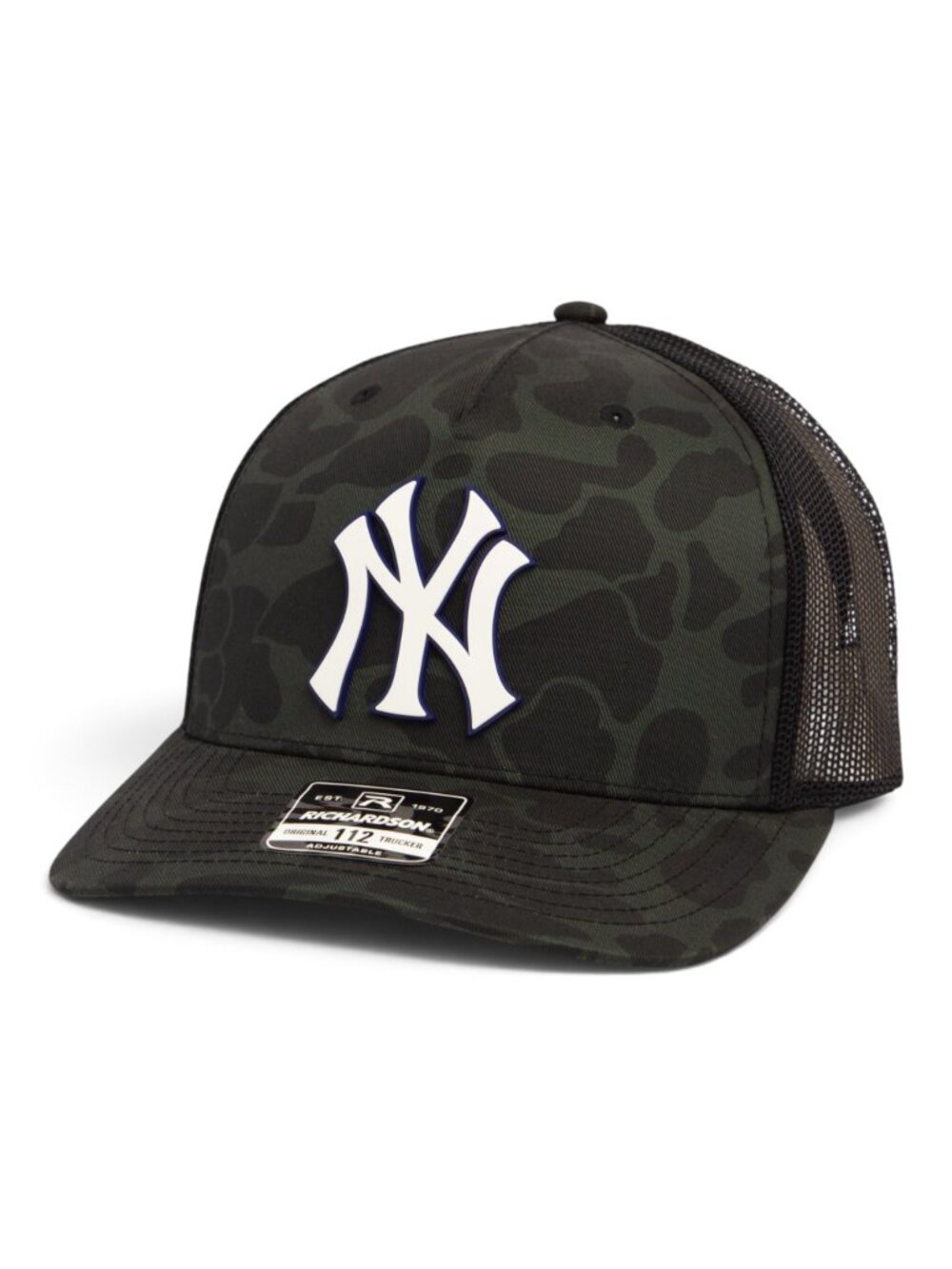 New York Yankees NY White 3D Snapback Trucker Hat- Sable Duck Camo/ Black